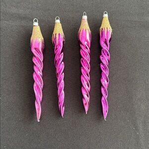Vintage Kurt Adler Kringle Glass twisted icicle ornaments,